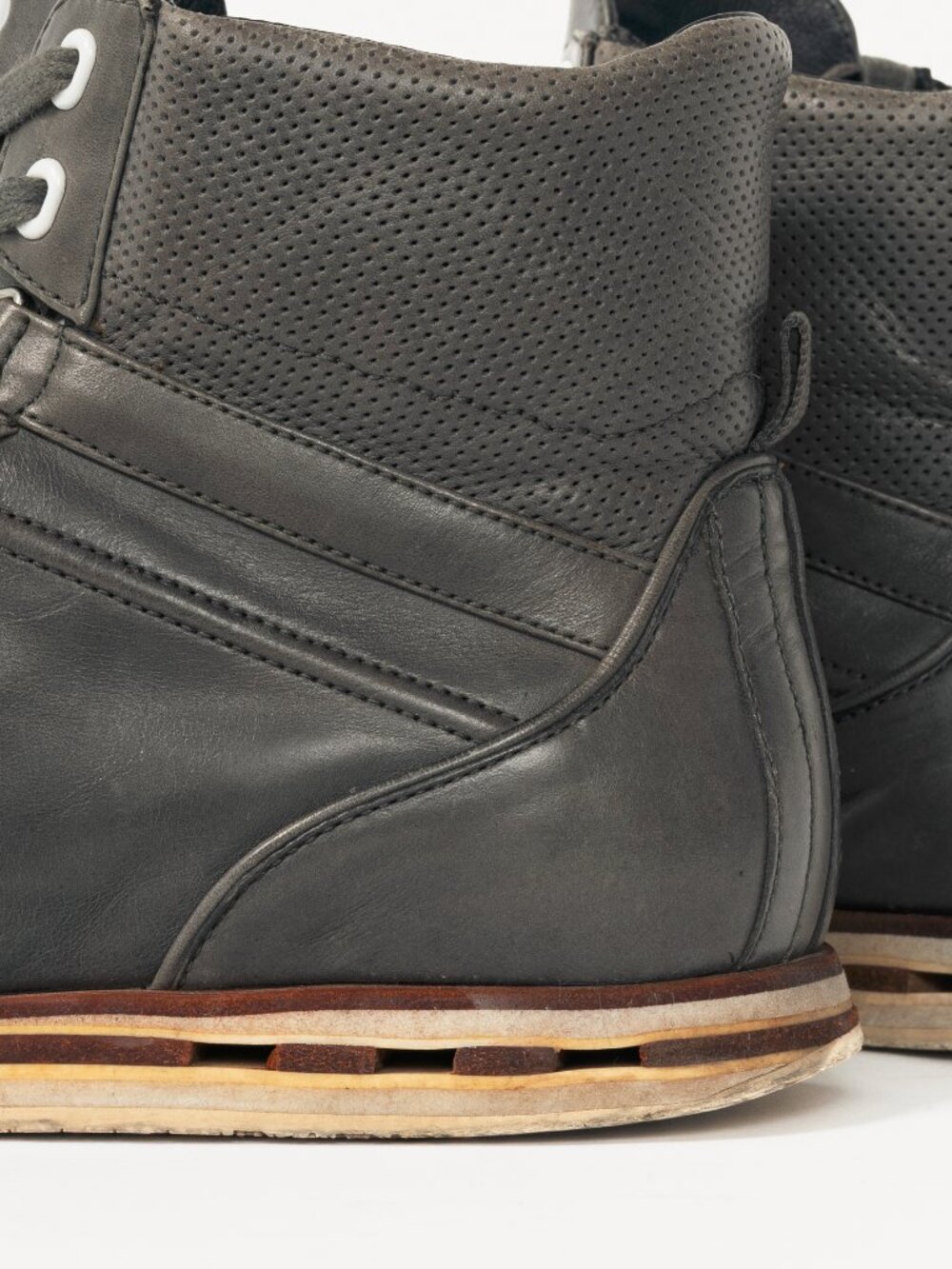 Y-3 Hemla "Vintage Black" Leather High-Top Lace-Up Sneakers - Picture 9 of 11